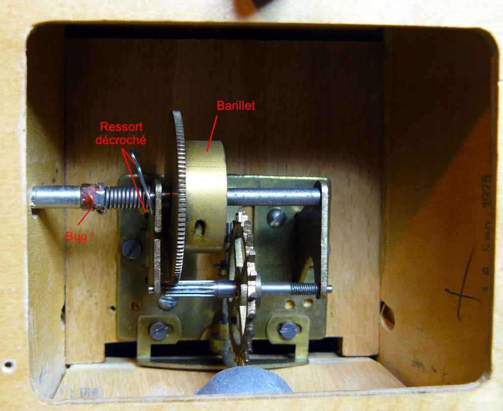 Métronome, mécanisme à ressort abimé