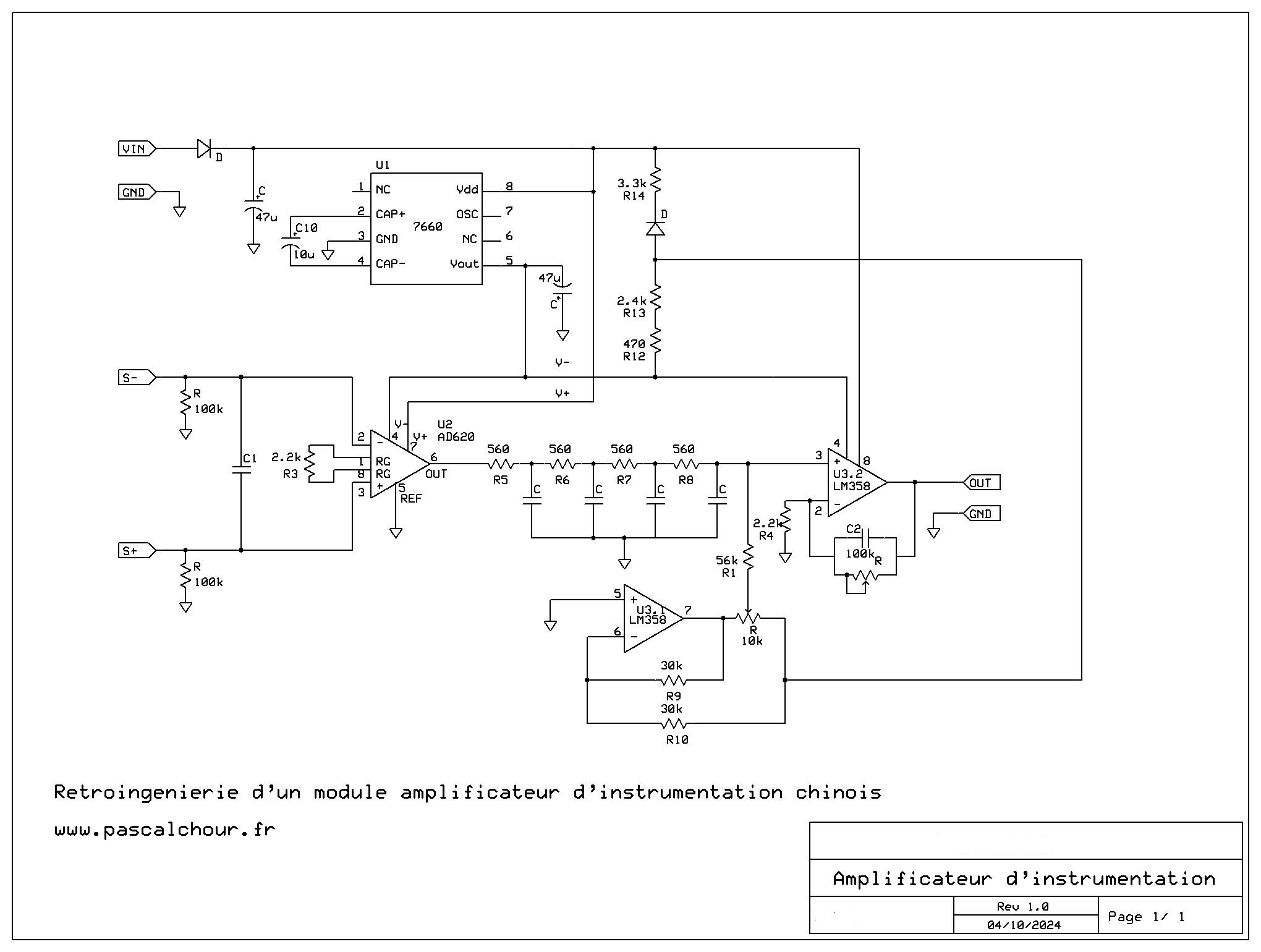 schéma du module amplificateur d'instrumentation dit amélioré